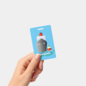 かわいい海ライナー船のタグ漫画イラストレーション バッジ (手持ち)