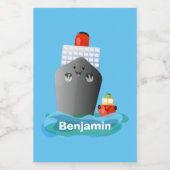 かわいい海ライナー船のタグ漫画イラストレーション フードラベル (シングルラベル)