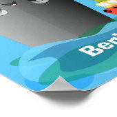 かわいい海ライナー船のタグ漫画イラストレーション ポスター (角)