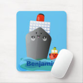 かわいい海ライナー船のタグ漫画イラストレーション マウスパッド (マウス)