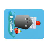 かわいい海ライナー船のタグ漫画イラストレーション マグネット (横)