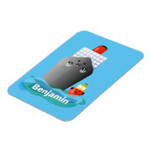 かわいい海ライナー船のタグ漫画イラストレーション マグネット (左側)