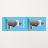 かわいい海ライナー船のタグ漫画イラストレーション ヨガマット (裏面(横))