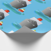 かわいい海ライナー船のタグ漫画イラストレーション ラッピングペーパー (角)