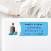 かわいい海ライナー船のタグ漫画イラストレーション ラベル (インサイチュ)