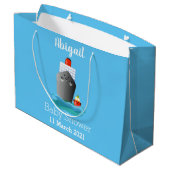 かわいい海ライナー船のタグ漫画イラストレーション ラージペーパーバッグ (裏面アングル)