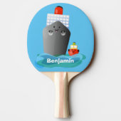 かわいい海ライナー船のタグ漫画イラストレーション 卓球ラケット (裏面)