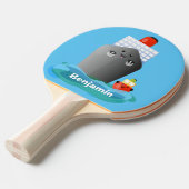 かわいい海ライナー船のタグ漫画イラストレーション 卓球ラケット (正面アングル)