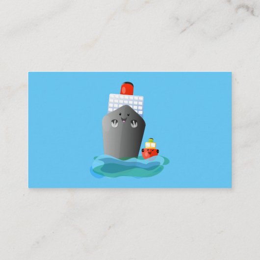 かわいい海ライナー船のタグ漫画イラストレーション 名刺 (裏面)