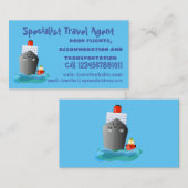 かわいい海ライナー船のタグ漫画イラストレーション 名刺 (正面/裏面)