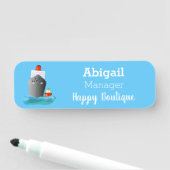 かわいい海ライナー船のタグ漫画イラストレーション 名札 (インサイチュ)