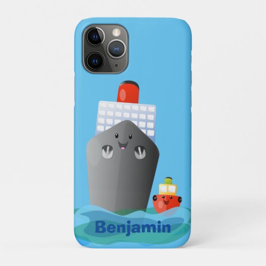 かわいい海ライナー船のタグ漫画イラストレーション Case-Mate iPhoneケース (裏)