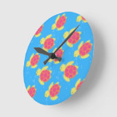 かわいい海亀の絵 ラウンド壁時計 (傾斜)