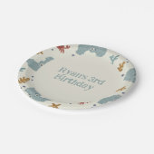 かわいい海動物の誕生日パーティーケーキ ペーパープレート (アングル)