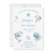かわいい海動物の誕生日招待状