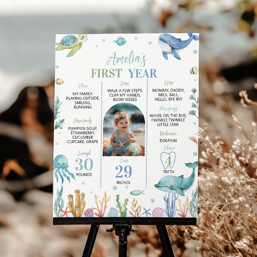 かわいい海動物ザシーマイルストン ポスター