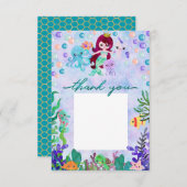 かわいい海動物マーメイドテーマありがとう サンキューカード (正面/裏面)