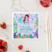 かわいい海動物マーメイドテーマハッピーバースデー スタンダードカクテルナプキン (インサイチュ)