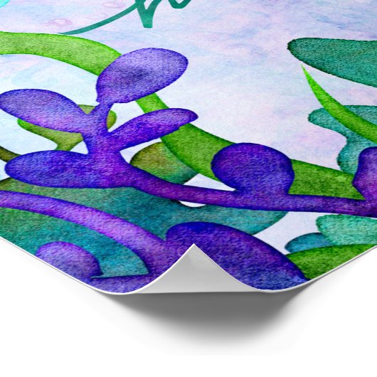 かわいい海動物マーメイドテーマハッピーバースデー ポスター (角)