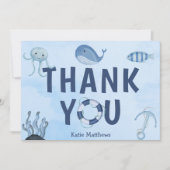 かわいい海動物沿岸赤ちゃんシャワー サンキューカード (正面)
