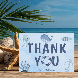 かわいい海動物沿岸赤ちゃんシャワー サンキューカード