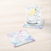 かわいい海夏マーメイドテールベイビーシャワー スクエアペーパーコースター (インサイチュ)