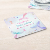 かわいい海夏マーメイドテールベイビーシャワー スクエアペーパーコースター (アングル)