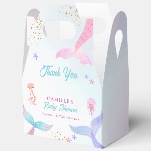 かわいい海夏マーメイドテールベイビーシャワー フェイバーボックス (見開き)