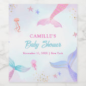 かわいい海夏マーメイドテールベイビーシャワー ワインラベル (シングルラベル)