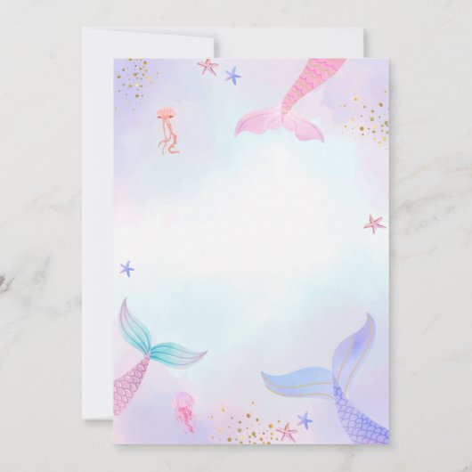 かわいい海夏マーメイドテールベイビーシャワー 招待状 (裏面)