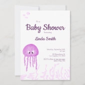 かわいい海女の子の赤ちゃんシャワー 招待状 (正面)