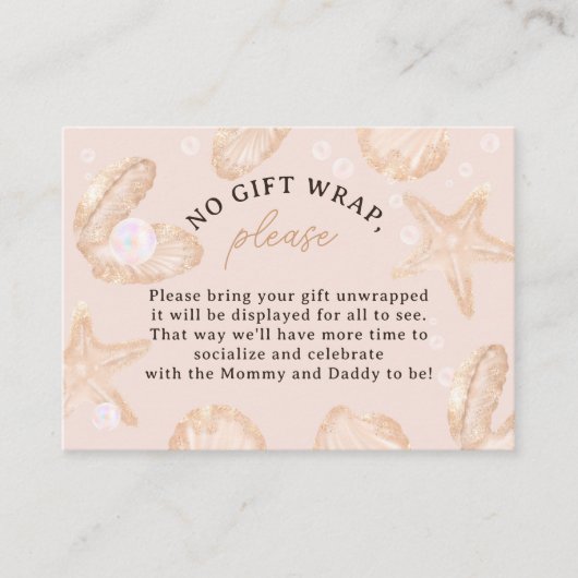 かわいい海小さな真珠の赤ちゃんシャワーなしラップ エンクロージャーカード (正面)