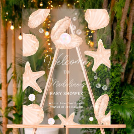 かわいい海小さな真珠の赤ちゃんシャワーへようこそ アクリルサイン