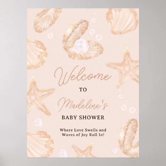 かわいい海小さな真珠の赤ちゃんシャワーへようこそ ポスター (正面)