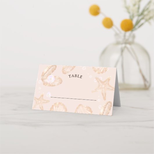 かわいい海小さな真珠の赤ちゃんシャワーテーブル プレイスカード (正面)