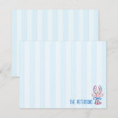 かわいい海岸手描きロブスター ノートカード (正面/裏面)