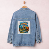 かわいい海洋冒険ユーモア、面白いナマケモノダイビングアート デニムジャケット (ハンガー)