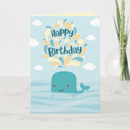 かわいい海洋動物のクジラの誕生日カード カード (正面)