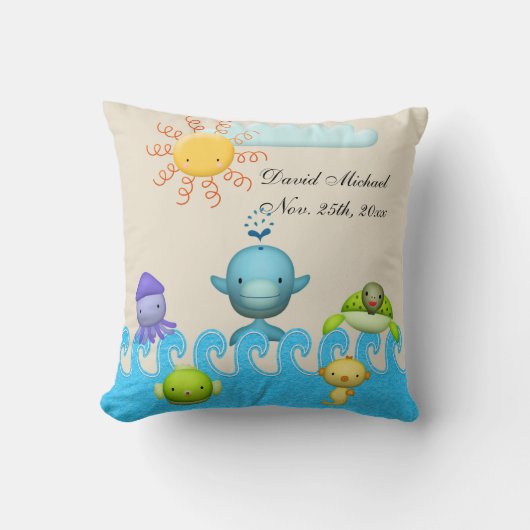 かわいい海洋動物のベビーシャワー クッション (正面)