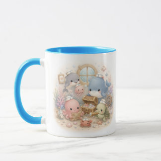 かわいい海洋動物の二色デザインC マグカップ
