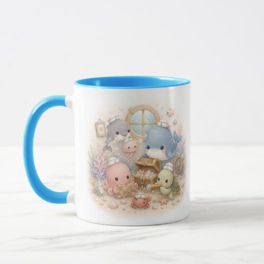 かわいい海洋動物の二色デザインC マグカップ (左)