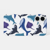 かわいい海洋動物の模様のスマホケース iPhone 16ケース (裏面横)