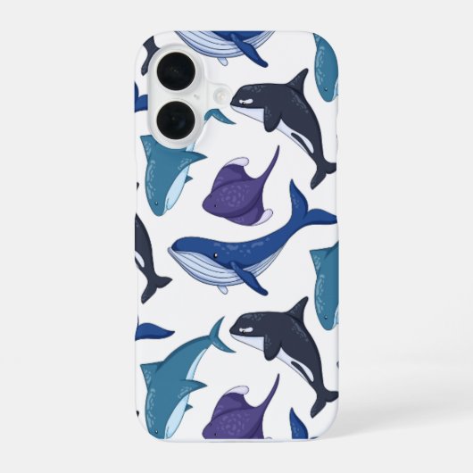 かわいい海洋動物の模様のスマホケース iPhone 16ケース (裏面)
