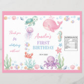 かわいい海洋動物の誕生日パーティーチップ袋ラッパー チラシ (正面)