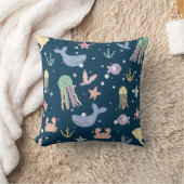 かわいい海洋生物のシームレスなパターン クッション (ブランケット)