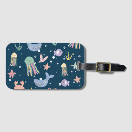 かわいい海洋生物のシームレスなパターン ラゲッジタグ
