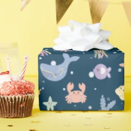 かわいい海洋生物のシームレスなパターン ラッピングペーパー