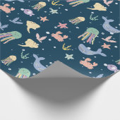 かわいい海洋生物のシームレスなパターン ラッピングペーパー (角)