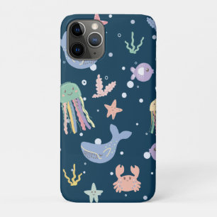 かわいい海洋生物のシームレスなパターン iPhone 11 PROケース