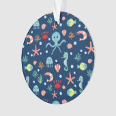 かわいい海洋生物の模様 オーナメント (正面)